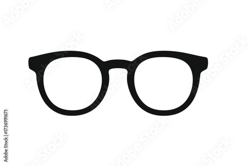 Sunglasses icon, hipster glasses in flat style. Vector cartoon illustration of retro eyewear. Fashion accessory, geek nerd spectacles symbol. Black classic frame design element.