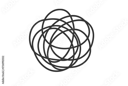 Metaphor of chaos and confusion. Tangled scribble line icon. Abstract symbol of a difficult problem, messy process, or mental disorder like anxiety. Psychology concept.