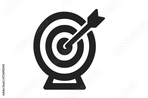 Target with arrow in the center. Bullseye icon for business goal and success. Marketing strategy concept. Achievement, focus, and accuracy symbol. Vector illustration.