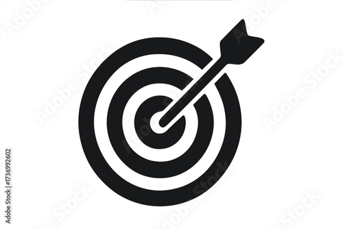 Target with arrow in the bullseye. Concept of business goal, success, achievement, and strategy. Accuracy and precision symbol. Focus on the objective vector icon illustration.