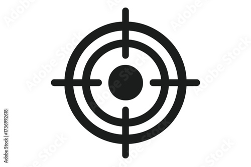 Target icon for business goal achievement. Bullseye for marketing strategy and success. Vector aim symbol for focus, mission, and accuracy. Flat design crosshair illustration.