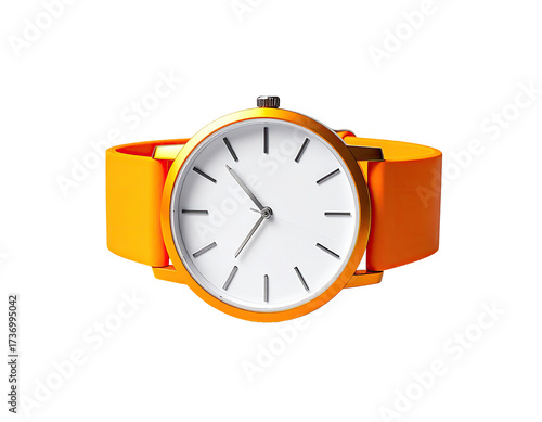 Close-up view of an orange wristwatch