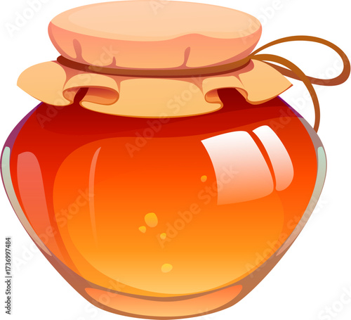 Happy Thanksgiving Day autumn harvest and food icon of honey jar, cartoon vector. Thanksgiving holiday celebration dinner and food symbol of honey from apiary autumn harvest of fall season greetings