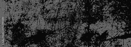 Rough worn texture background. Black grey grunge distressed overlay. Dark raw weathered surface wallpaper. Old gritty grainy backdrop. Scratched dirty stone wall concept. Vector illustration