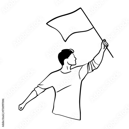 A man holding flag in his hand and feeling happy and excited 