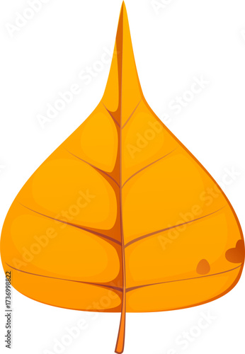 Happy Thanksgiving Day autumn or fall season leaf, cartoon vector icon. Birch or aspen and poplar or lem tree yellow leaf symbol of autumn harvest season for Thanksgiving holiday greeting