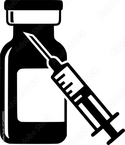 Vaccine vial icon design illustration. icon concept in flat
