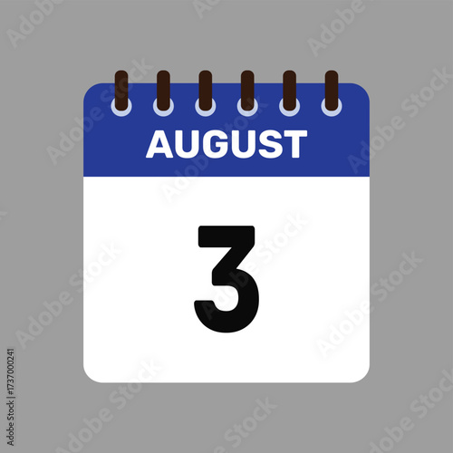calendar august 3 icon vector reminder for important deadlines and special events this autumn season