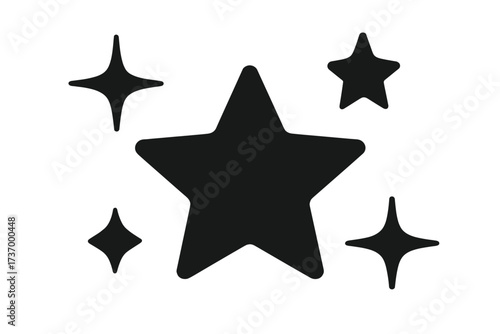 Cartoon witch hat icon with sparkles, vector illustration, Halloween magic element, simple black silhouette, isolated transparent background, mystical wizard sorcery accessory, decorative clipart set
