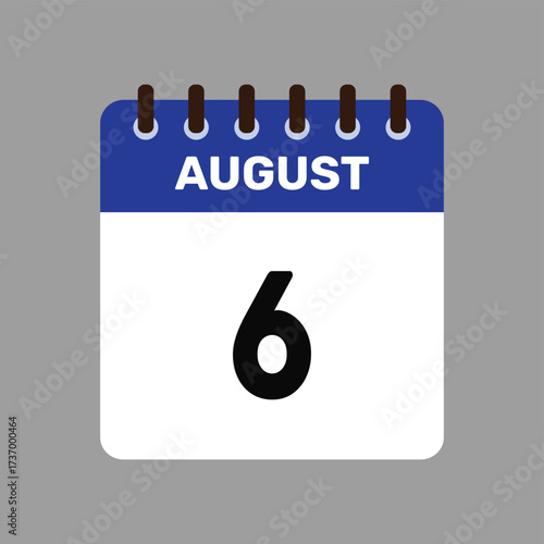 calendar august 6 icon vector reminder for important deadlines and special events this autumn season