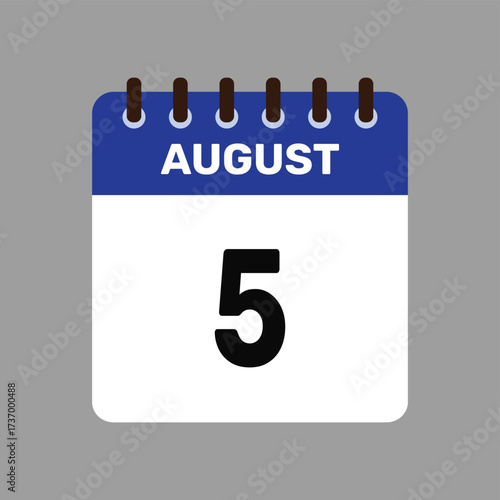 calendar august 5 icon vector reminder for important deadlines and special events this autumn season