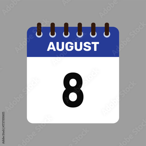 calendar august 8 icon vector reminder for important deadlines and special events this autumn season