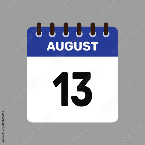 calendar august 13 icon vector reminder for important deadlines and special events this autumn season
