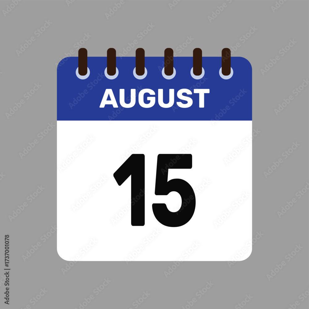 Fototapeta premium calendar august 15 icon vector reminder for important deadlines and special events this autumn season