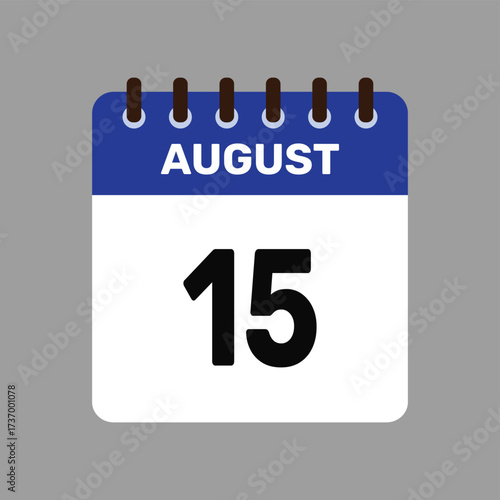 calendar august 15 icon vector reminder for important deadlines and special events this autumn season