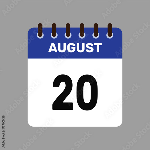 calendar august 20 icon vector reminder for important deadlines and special events this autumn season