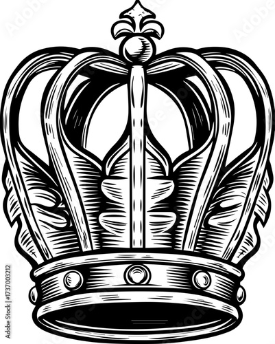 SVG skull tattoo design in a Halloween dark warrior style. Vintage Crown Illustration with Intricate Design and Detail