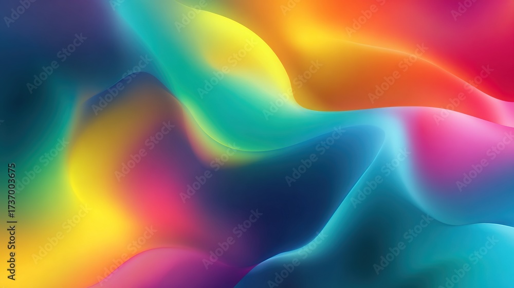 Obraz premium A vibrant, abstract composition of flowing, blended colors creating a smooth, undulating landscape