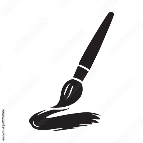 Elegant Paintbrush Illustration on White Background Perfect for Art and Design Projects Showcasing Creativity and Artistic Expression with a Simple Yet Stylish Brushstroke silhouette