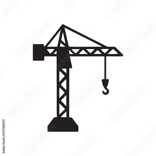 crane hook isolated on white background silhouette vector icon illustration