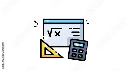Math Icon Animation - Loopable and Detailed, Alpha Channel