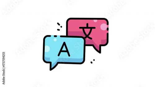 Language Icon Animation - Loopable and Engaging, Alpha Channel
