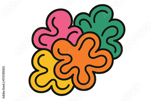 Y2K graffiti abstract shapes. Funky groovy retro pop art. Organic fluid balloon forms for kids cartoon design. Trendy liquid amoeba blobs vector cover template background.