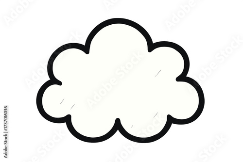 Hand drawn doodle cloud vector illustration. Simple y2k style paint sketch element. Retro comic thought bubble or speech balloon for sticker, print, artwork on white background.