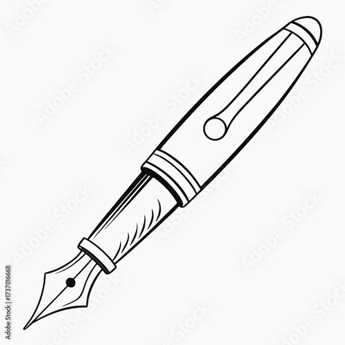 Classic fountain pen illustration with a sharp nib and elegant barrel design perfect for writing and artistic projects