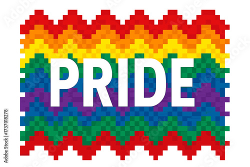 Pride month vector with pixel rainbow background. LGBT distorted geometric square checker seamless pattern. Colorful zigzag design for LGBTQIA+ community and rights celebration.