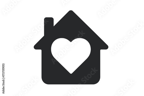 Love home icon with heart. House symbol of family, safety and care. Concept for real estate, charity, volunteering, donation, community support. Vector glyph illustration.