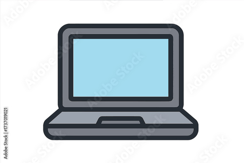 Laptop icon, computer symbol in flat design. Vector illustration of a notebook pc for web, app, UI, UX. Digital device, portable screen for work, office, or freelance. Simple technology graphic.