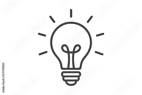 Lightbulb icon vector. Thin line illustration. Bright lamp symbol. Concept of idea, creativity, innovation, solution, energy, inspiration, thinking, electricity, eureka. Minimal design.