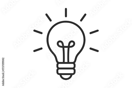 Light bulb line icon vector. Thin outline illustration of a bright lamp. Trendy minimal design representing creativity, energy, new ideas, solutions, innovation and inspiration.