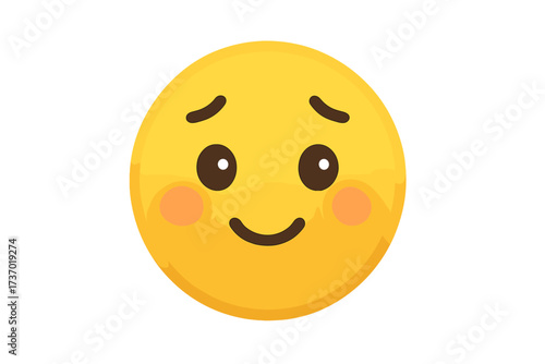 Shy emoticon vector emoji. Cute blushing smiley face. Bashful, embarrassed, and awkward character illustration. Isolated emotion icon for social media and chat apps.