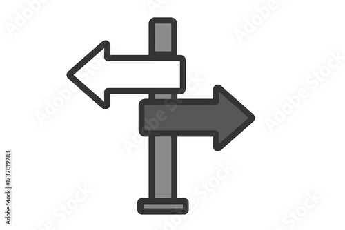 Signpost with two opposite arrows concept. Choice between knowledge and ignorance, truth or lies. Decision making, dilemma, and strategy. Metaphor for path, direction, option.