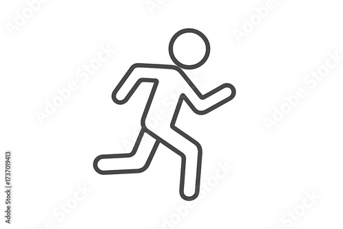 Running person icon, vector man symbol for fast delivery or sport. Linear runner pictogram for escape or exit sign. Minimalist line art illustration for business or fitness concepts.