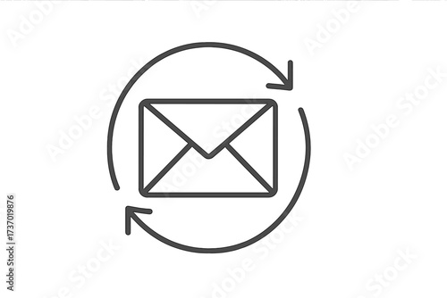 Mail synchronization icon. Message refresh and resend concept. Digital communication, correspondence loop, and email marketing. Vector thin line for app or web design.