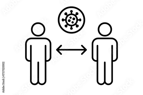 Social distancing icon vector. Thin line illustration representing public safety, personal space, and virus protection concepts during pandemics like COVID-19 coronavirus outbreak.