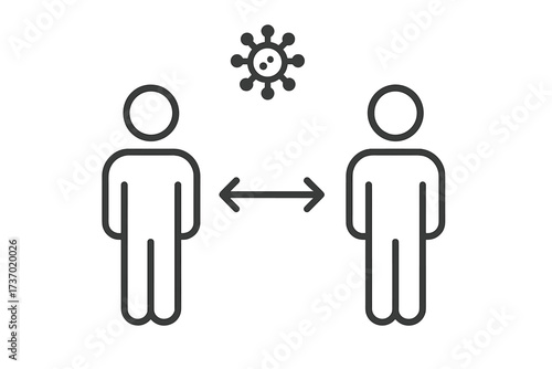 Social distancing icon vector. Thin line illustration of people keeping safe distance to prevent virus spread, pandemic protection concept, coronavirus COVID-19 outbreak safety.