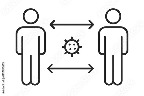 Social Distancing Icon Vector Thin Line Illustration for Public Safety and Protection During Pandemics Like COVID-19 Coronavirus Outbreak Preventive Measure