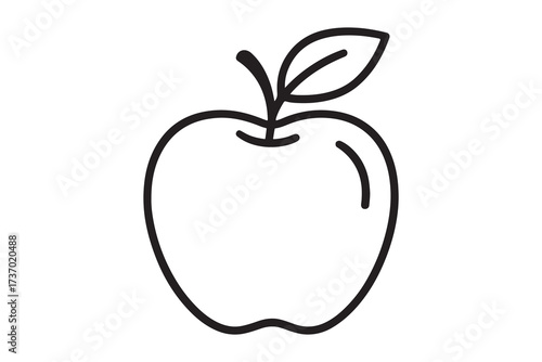 Apple fruit outline vector illustration healthy food icon fresh organic product design element simple drawing