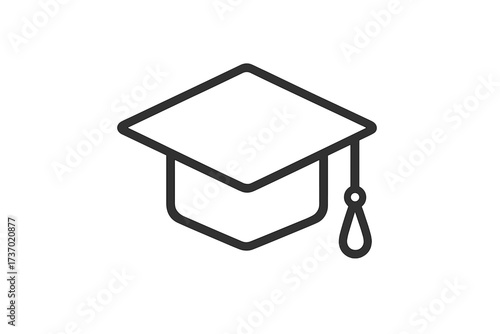 Graduation cap minimal outline icon. Academic hat symbol for student or scholar. Education, degree, learning and success concept. University, college graduate vector logo.