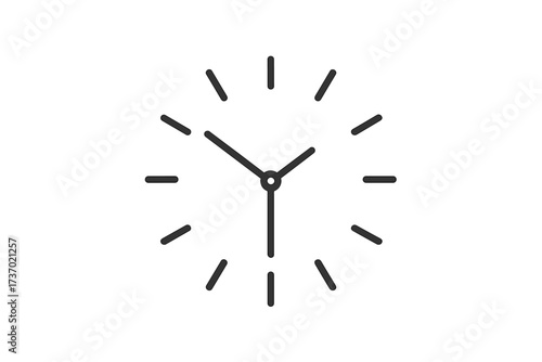 Minimal clock icon vector. Simple line art watch face. Time concept illustration. Analog timer symbol for schedule, deadline, countdown, punctuality, and time management.