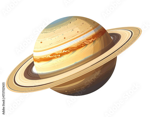 Colorful illustration of a planet with rings