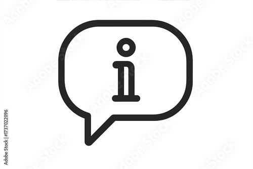 Trendy line icon speech bubble with letter i, vector info sign element, information symbol, modern communication concept, transparent background illustration, minimal design