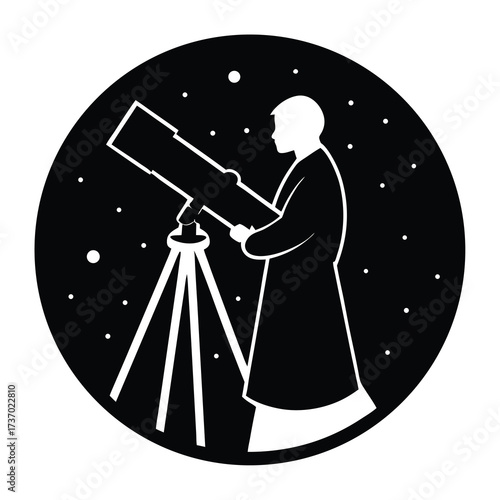 astronomer silhouette vector icon
