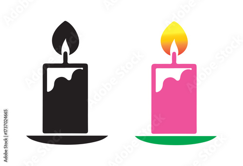 burning candle on a white background