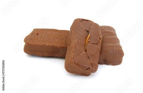 Big chocolate candy on a white background