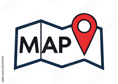 Map Icon for Navigation and Location on White, Suitable for Direction and Travel Concepts